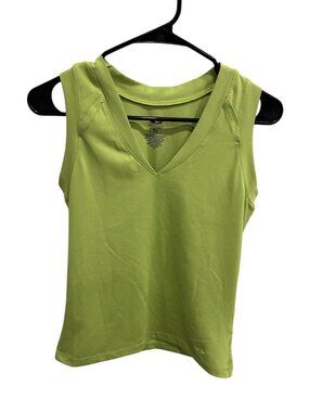 Athletic Works Small Green Sleeveless V-Neck Tank Top Stretchy Sporty